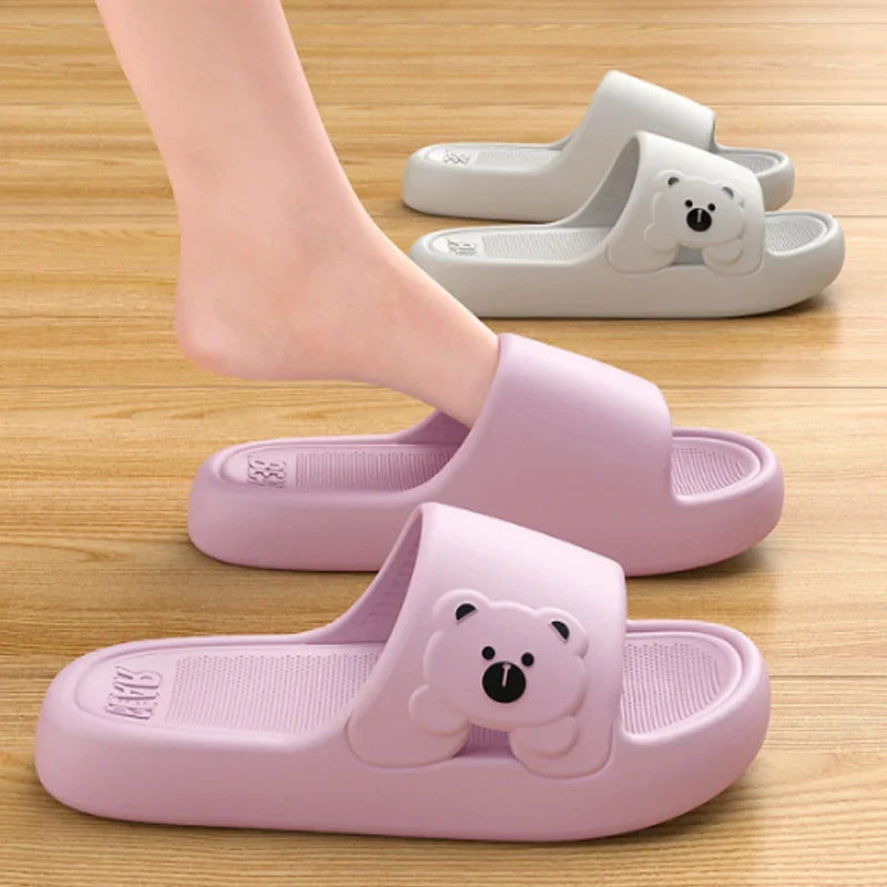 Cartoon Bear Indoor Slippers Women Soft EVA Home Slides