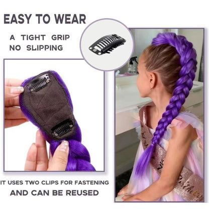 Purple Braided Clip Ponytail Hair Extension – 26 Inch Long Braid Hairpiece
