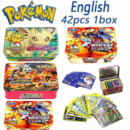 Pokemon TCG Metal Tin Box with 42 Cards – Random Style