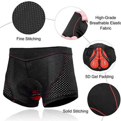 X-Tiger Men's 5D Gel Pad Cycling Underwear Shorts – MTB Road Bike