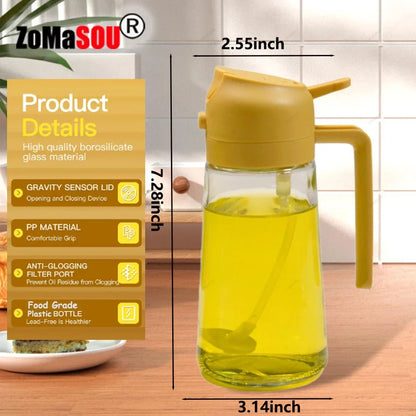 2-in-1 Oil Sprayer & Pourer Bottle – Glass Dispenser for Kitchen & BBQ