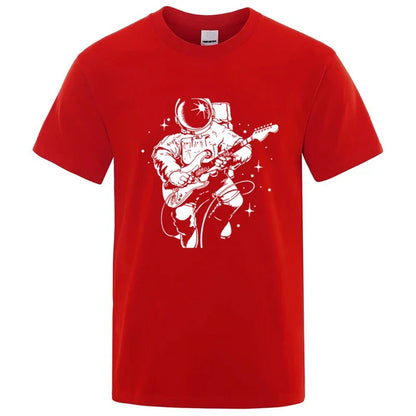 Astronaut Playing Guitar Graphic T Shirt Cotton Blend Tee