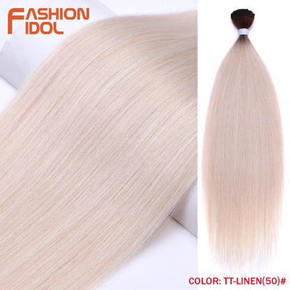 Bone Straight Hair Extensions Synthetic Bundles 24-36 Inch Multi-Color