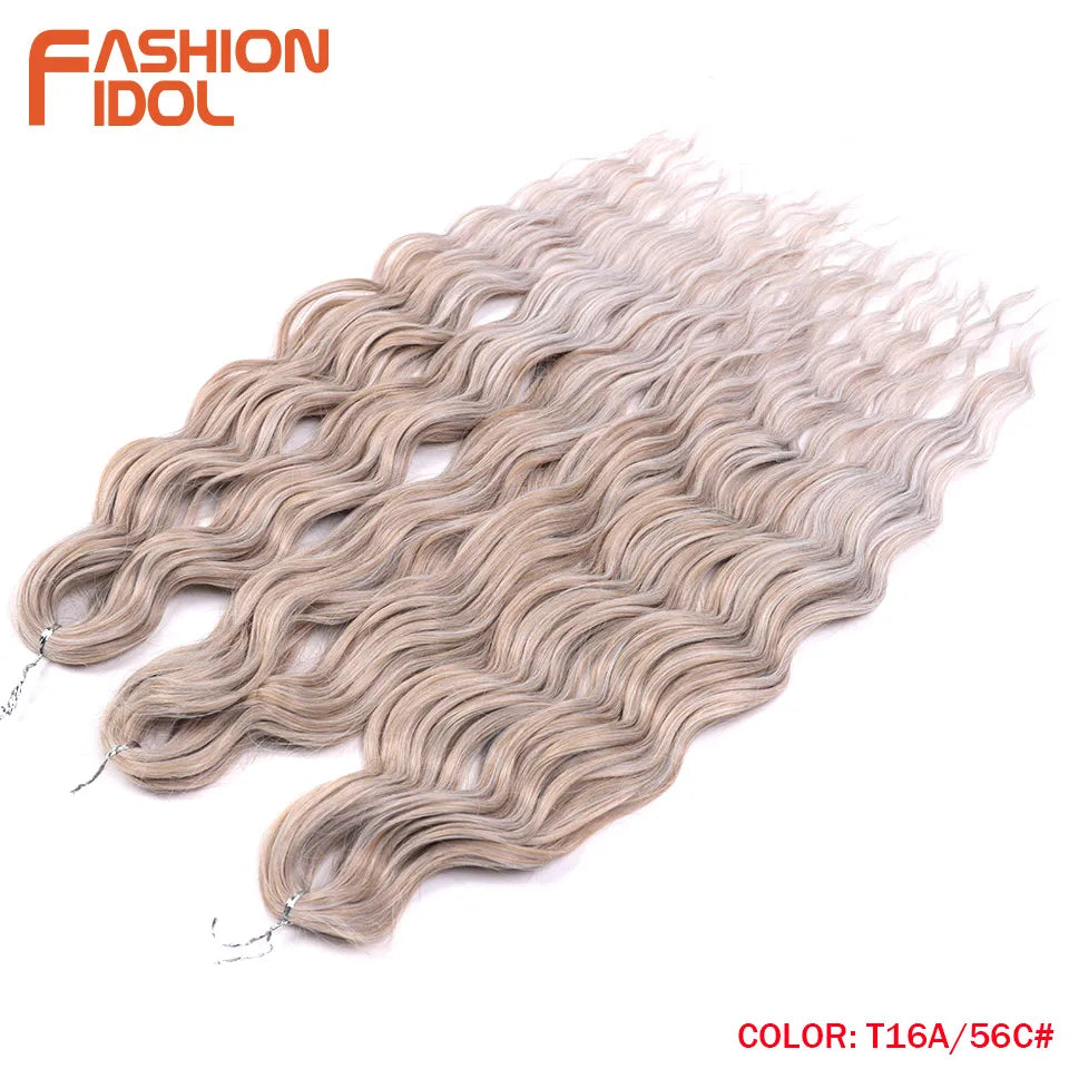 24 Inch Water Wave Crochet Braiding Hair Extensions – Synthetic Ombre