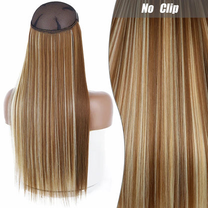 Clip-Free Straight Hair Extension Long Synthetic Hairpiece