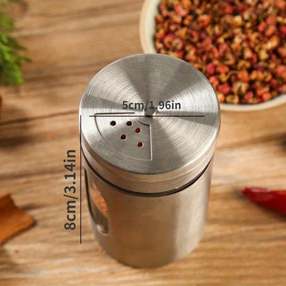 Stainless Steel Seasoning Shaker & Toothpick Holder – 2-in-1 Kitchen Jar
