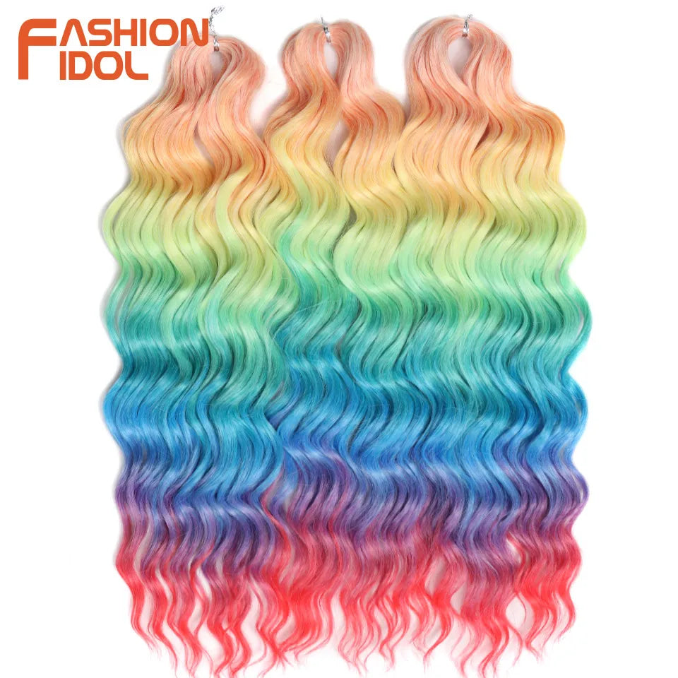 24 Inch Water Wave Crochet Braiding Hair Extensions – Synthetic Ombre