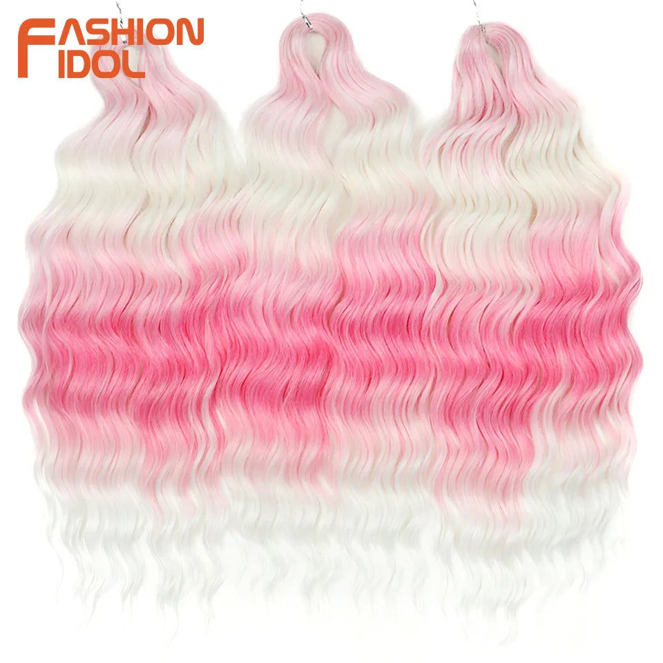 24 Inch Water Wave Crochet Braiding Hair Extensions – Synthetic Ombre