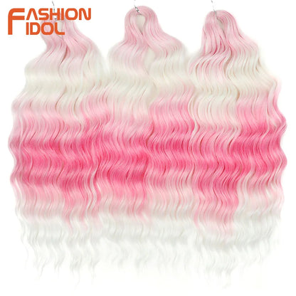 24 Inch Water Wave Crochet Braiding Hair Extensions – Synthetic Ombre