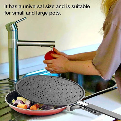 Splatter Screen for Frying Pan – Silicone Oil Splash Guard with Handle