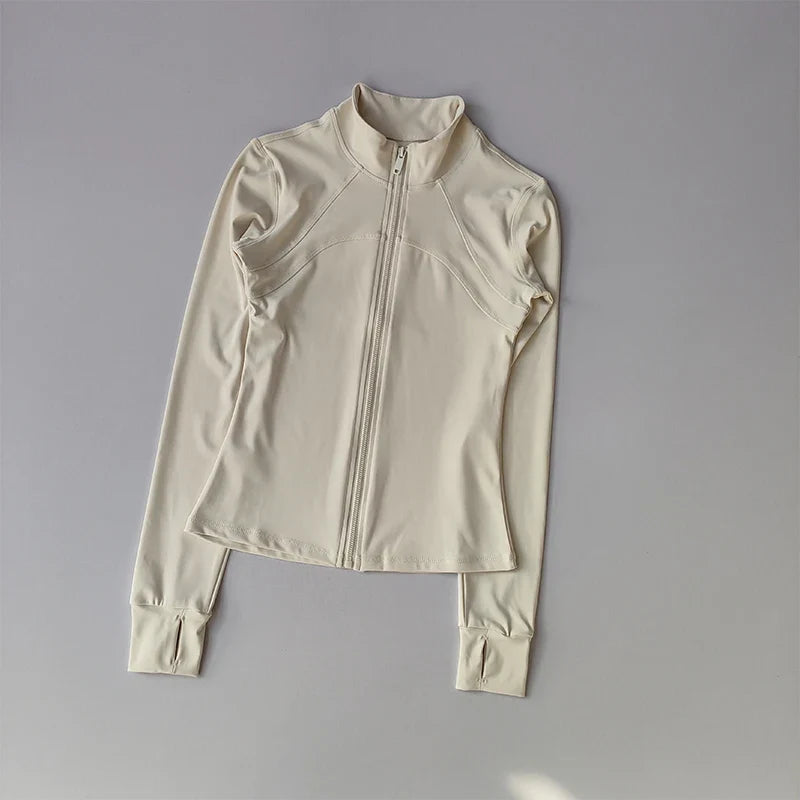 Full-Zip Athletic Jacket – Women's Slim Fit Stand Collar Sports Top