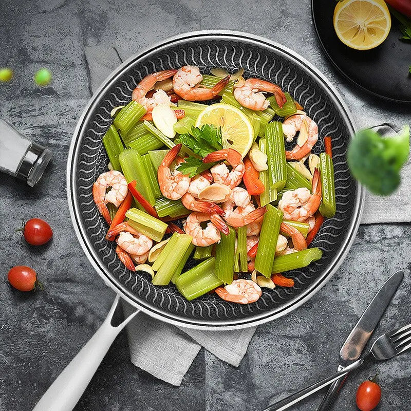 Tri-Ply 316 Stainless Steel Honeycomb Frying Pan – All Stovetop Compatible