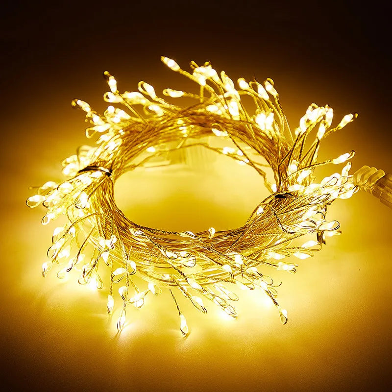 USB Firecracker Fairy String Lights with Remote Control for Wedding Party Garden