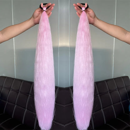 Long Straight Ponytail Extension 2pcs – Synthetic Hair with Rubber Band