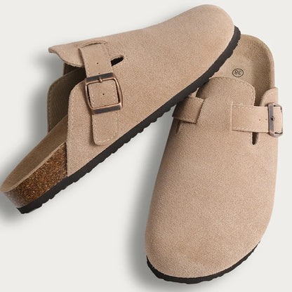 Suede Mule Clogs – Women's Cork Arch Support Outdoor Slippers