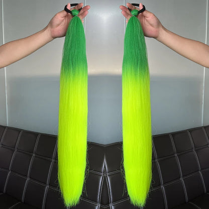 Long Straight Ponytail Extension 2pcs – Synthetic Hair with Rubber Band