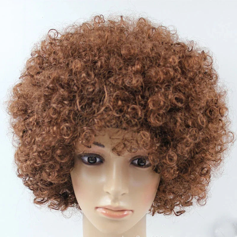 Colorful Afro Curly Cosplay Wig – Short Synthetic Party Wig