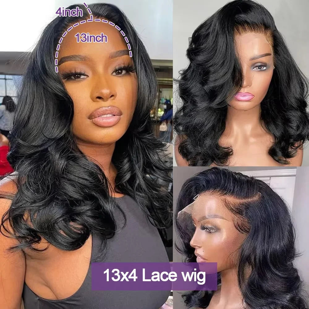 Short Bob Lace Front Wig Human Hair – Loose Body Wave 13x4 HD Lace 200% & 250% Density