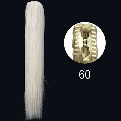 Claw Clip Ponytail Extension 24 Inch Wavy Synthetic Hair Heat Resistant