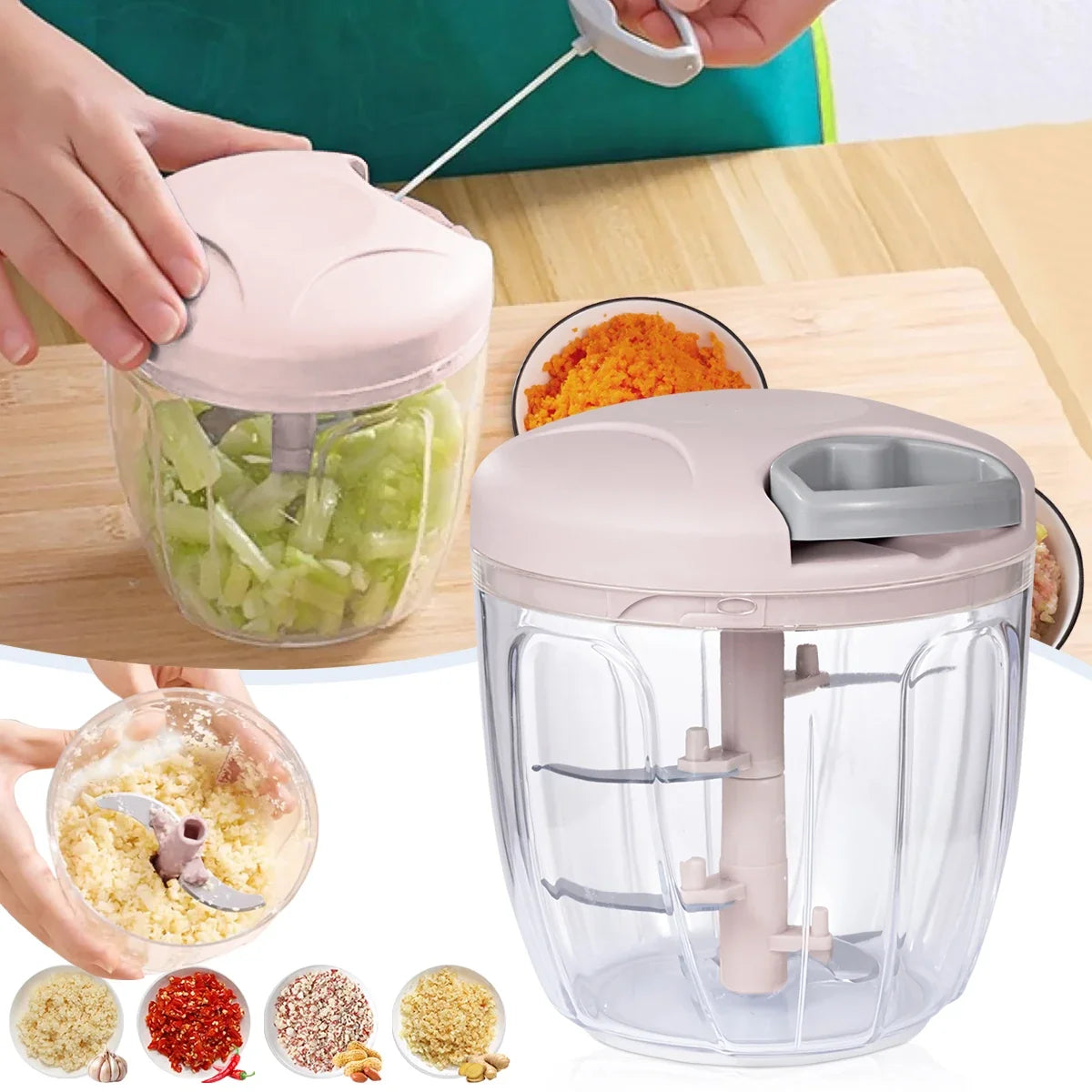 Manual Garlic Chopper & Vegetable Mincer – Pull String