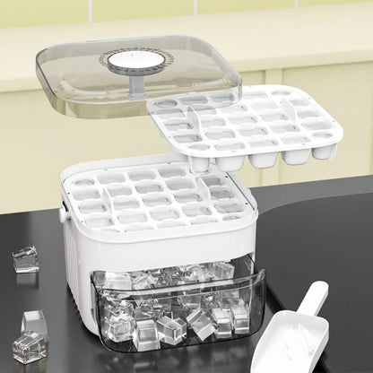 50-Cube Ice Cube Tray with Press-Release Cap & Storage Box