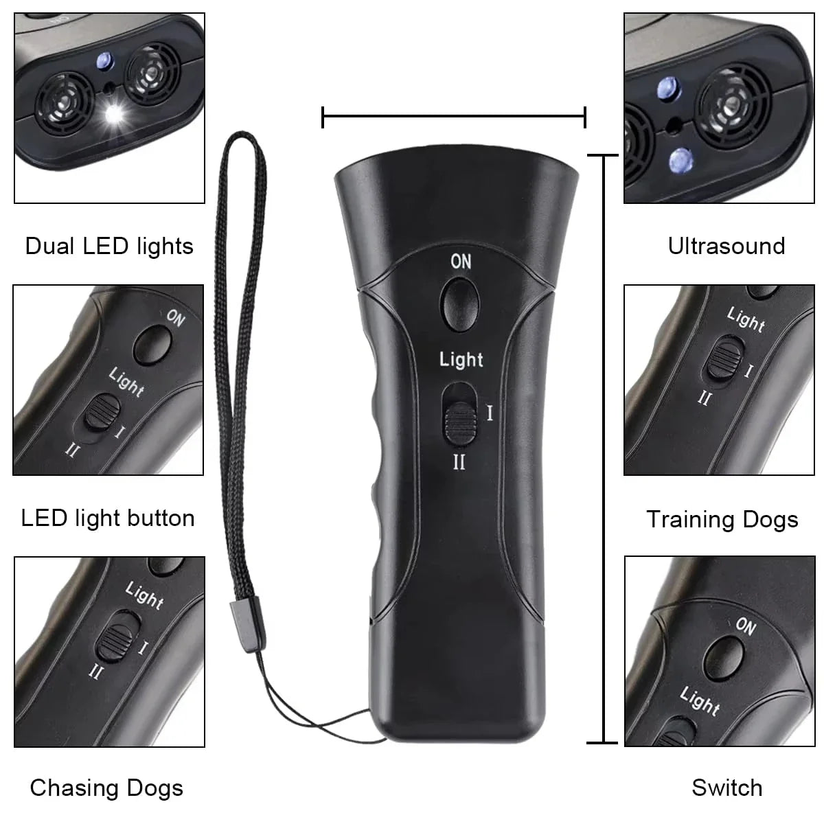 Ultrasonic Dog Bark Deterrent & Trainer with LED Light