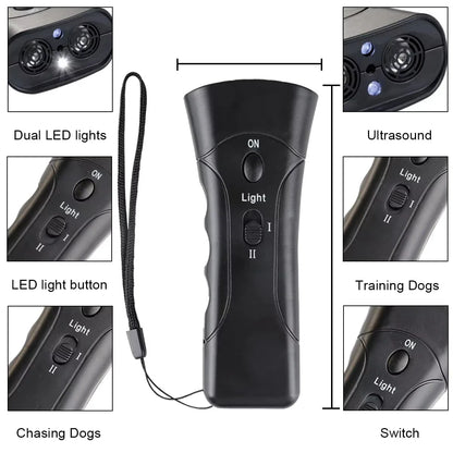 Ultrasonic Dog Bark Deterrent & Trainer with LED Light