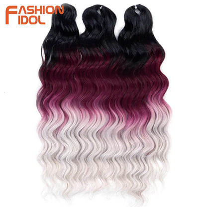24 Inch Water Wave Crochet Braiding Hair Extensions – Synthetic Ombre