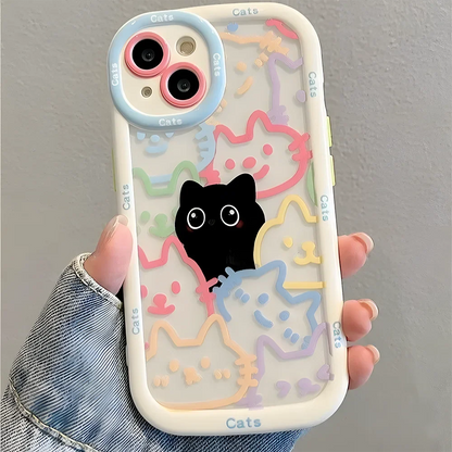 Cute Cat Phone Case for iPhone 17 Pro Max 16 15 14 13 12 11 8 7 Plus SE Air