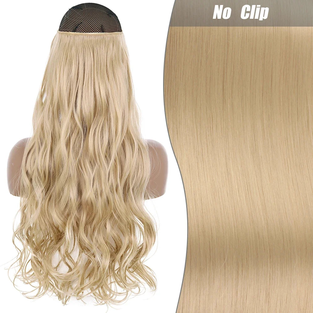 Clip-Free Straight Hair Extension Long Synthetic Hairpiece