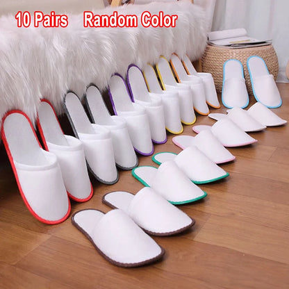 Disposable Hotel Slippers 10 Pairs – Velvet Guest House Shoes