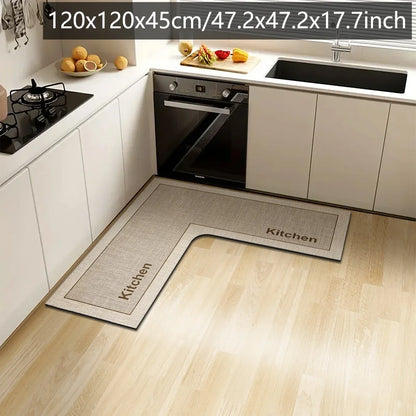 L-Shaped Kitchen Floor Mat – Non-Slip Absorbent Diatom Mud Rug