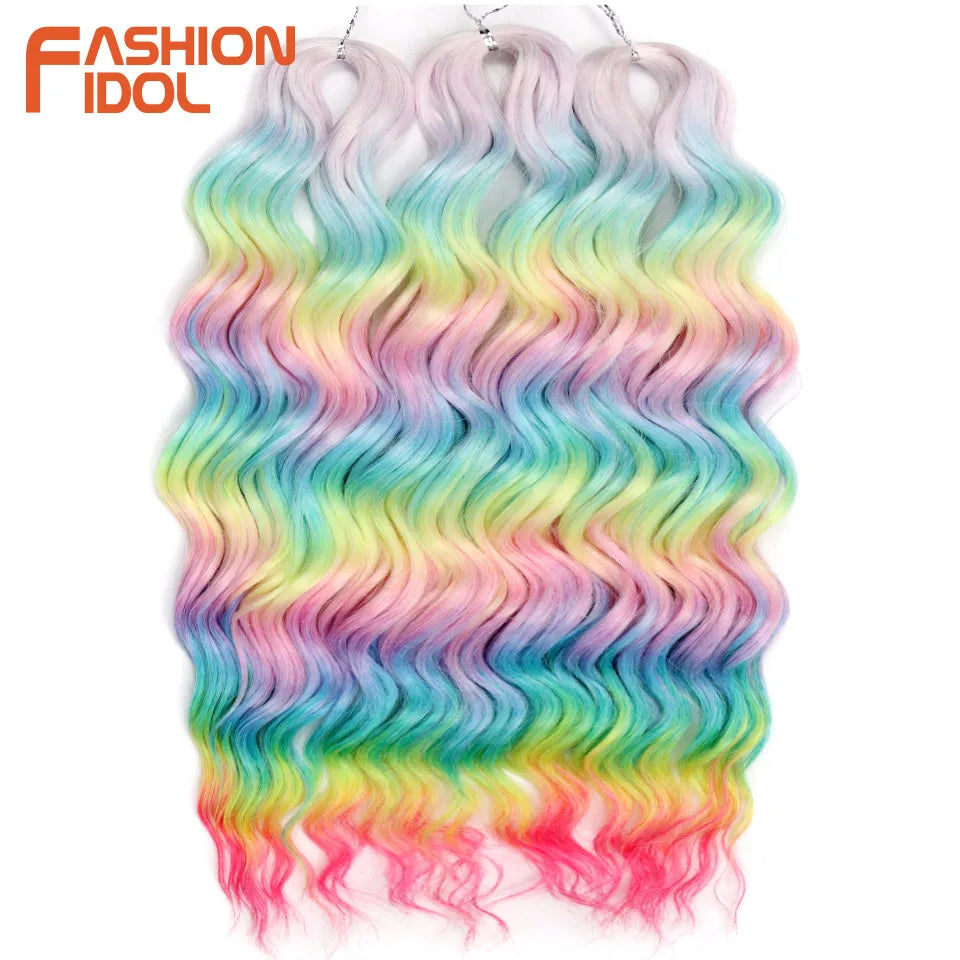 24 Inch Water Wave Crochet Braiding Hair Extensions – Synthetic Ombre