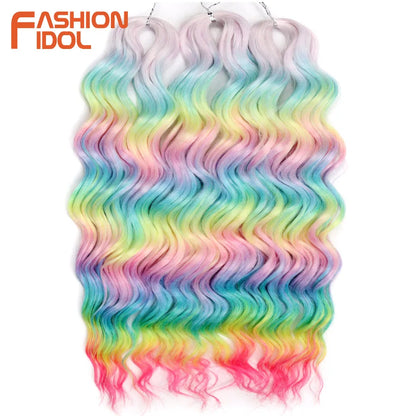 24 Inch Water Wave Crochet Braiding Hair Extensions – Synthetic Ombre