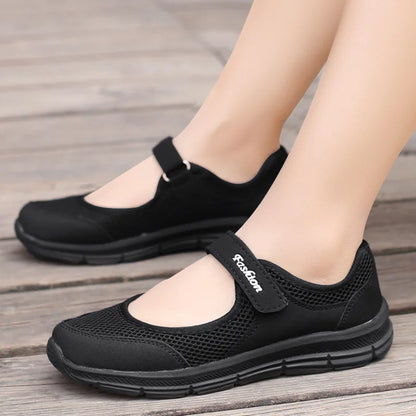 Women's Breathable Mesh Sneakers with Velcro Strap