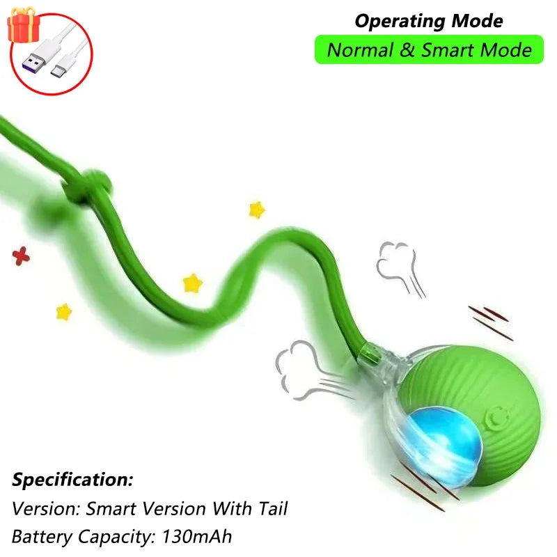 Interactive Cat Ball Toy – Automatic Rolling Ball with Plush Cover & Tail
