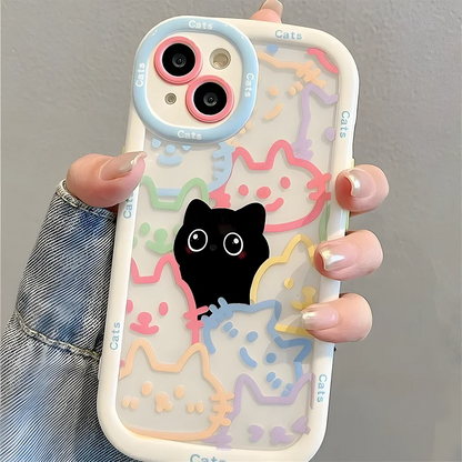 Cute Cat Phone Case for iPhone 17 Pro Max 16 15 14 13 12 11 8 7 Plus SE Air