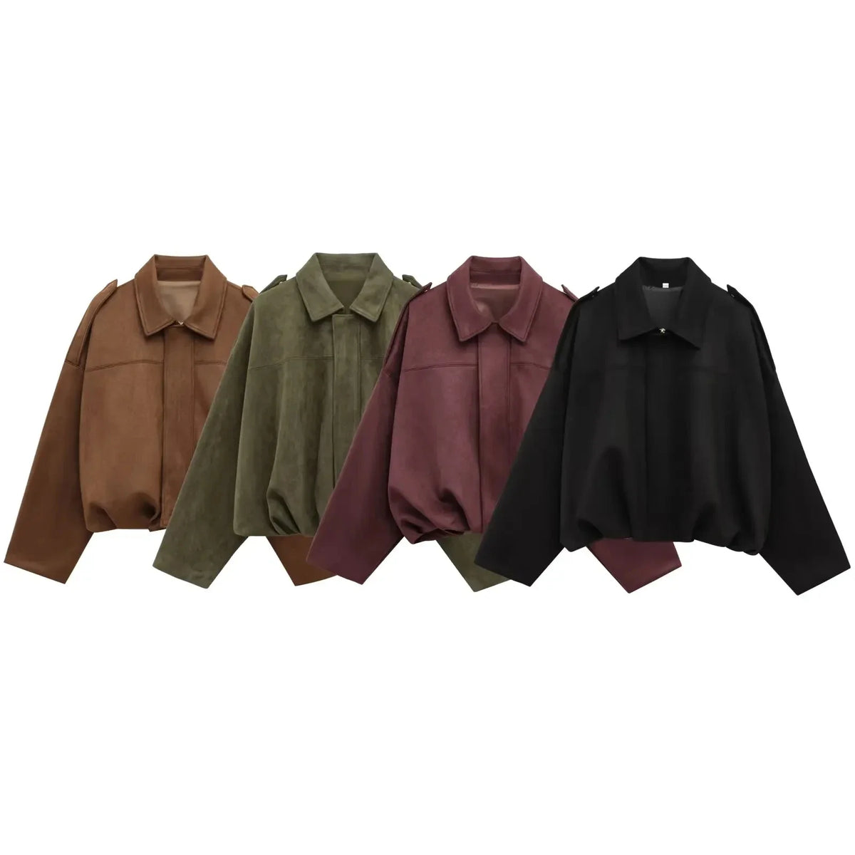 Women's Oversized Suede Texture Batwing Coat