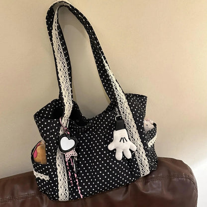 Canvas Tote Bag – Women's Korean Vintage Lace Shoulder Handbag