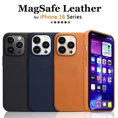 Magnetic Leather iPhone Case - MagSafe Compatible, iPhone 12-17 Series