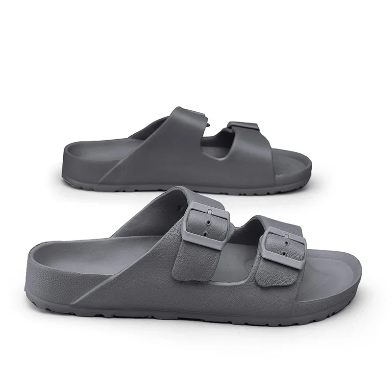 Men's EVA Double-Buckle Slide Sandals – Lightweight Anti-Slip