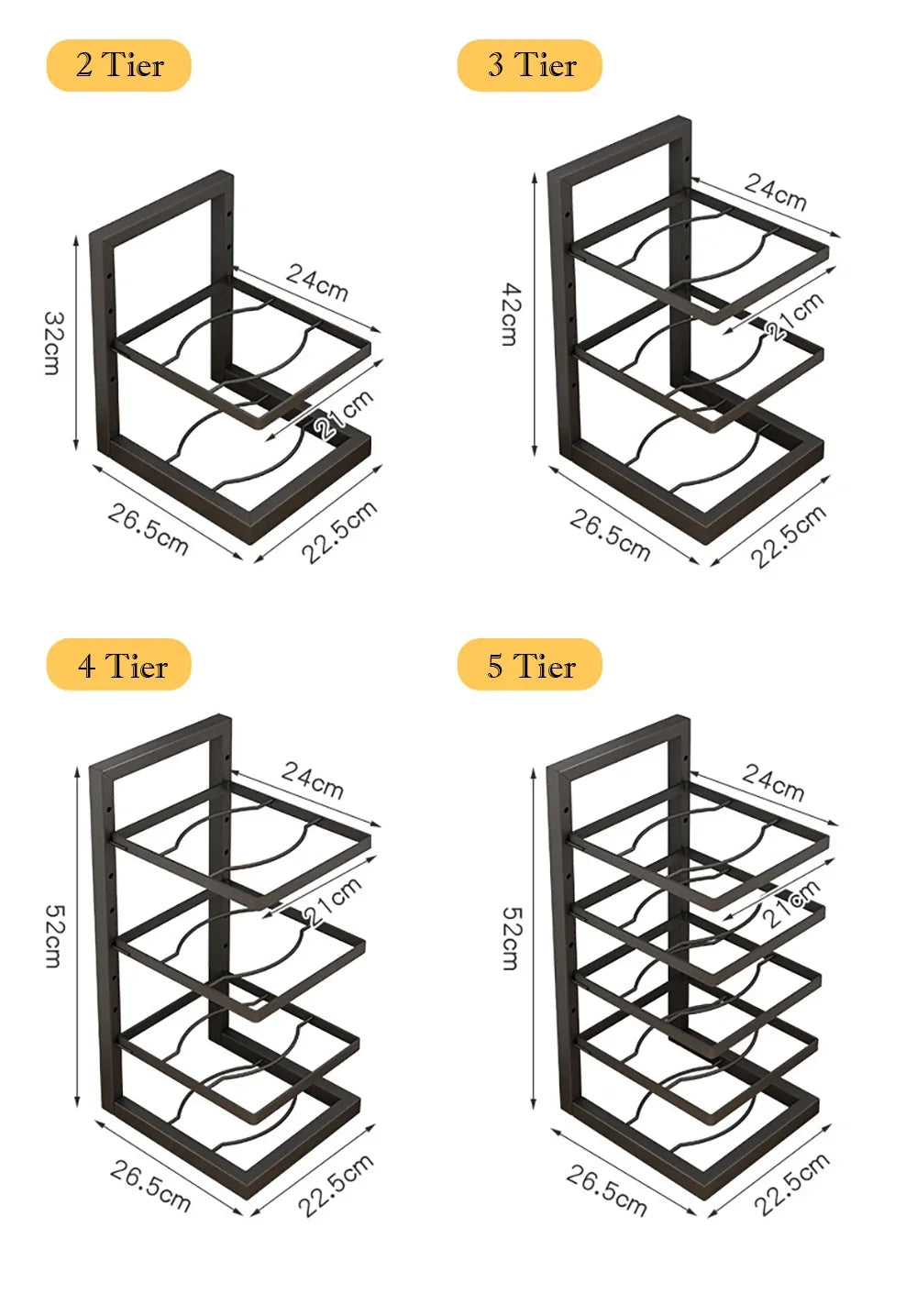 Multi-Tier Pot Rack Organizer – Adjustable Carbon Steel