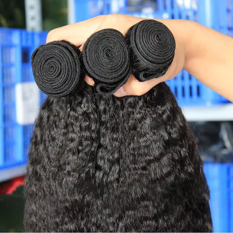 Kinky Straight Human Hair Bundles – Virgin Peruvian Remy Weave