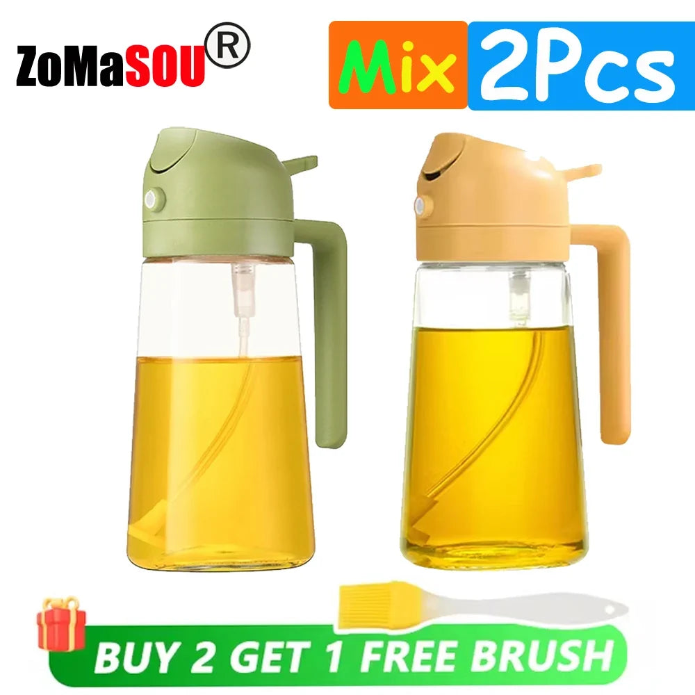 2-in-1 Oil Sprayer & Pourer Bottle – Glass Dispenser for Kitchen & BBQ