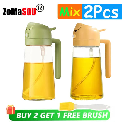 2-in-1 Oil Sprayer & Pourer Bottle – Glass Dispenser for Kitchen & BBQ