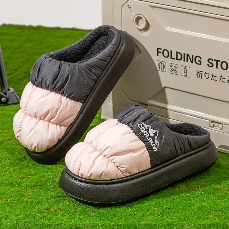 Waterproof Women's Winter Slippers – Thick Sole, Plush Lined, Non-Slip