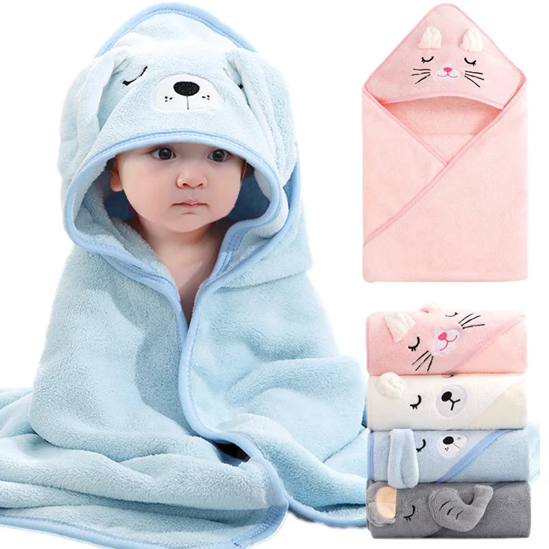 Baby Hooded Bath Towel – Soft Cartoon Animal Bathrobe Wrap for Newborns
