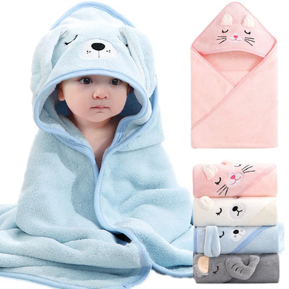 Baby Hooded Bath Towel – Soft Cartoon Animal Bathrobe Wrap for Newborns