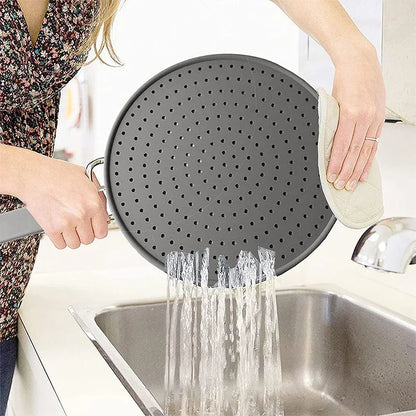 Splatter Screen for Frying Pan – Silicone Oil Splash Guard with Handle