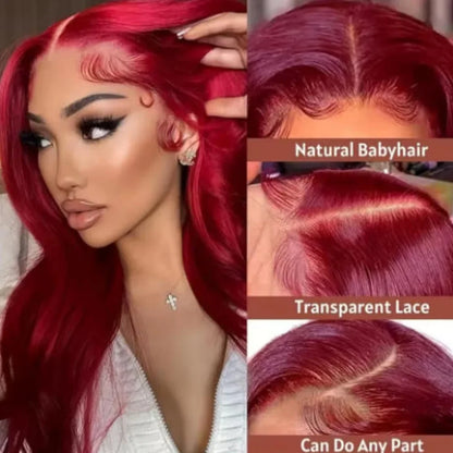 13x4 HD Lace Front Wig – 99J Burgundy Straight Human Hair, 250% Density